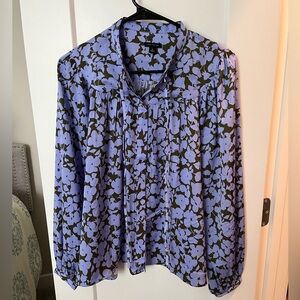 Ann Taylor balloon sleeve silk blouse